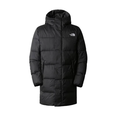 TNF Long Black Down Jacket with Logo Print NF0A7UQR-JK3