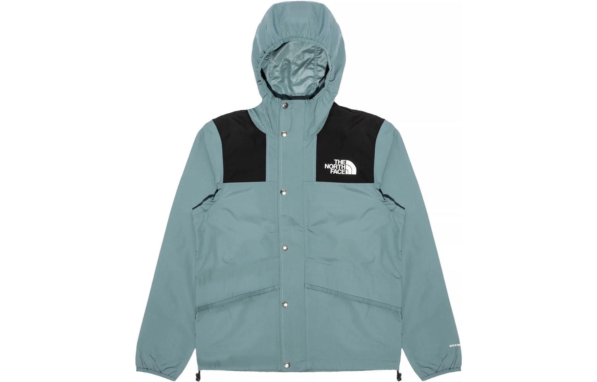 TNF Mens Logo Print Hooded Waterproof Jacket - Misty Blue NF0A5J4E-A9L