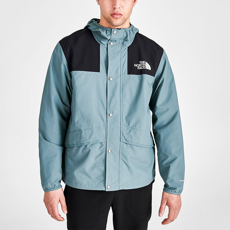 TNF Mens Logo Print Hooded Waterproof Jacket - Misty Blue NF0A5J4E-A9L 圖 5