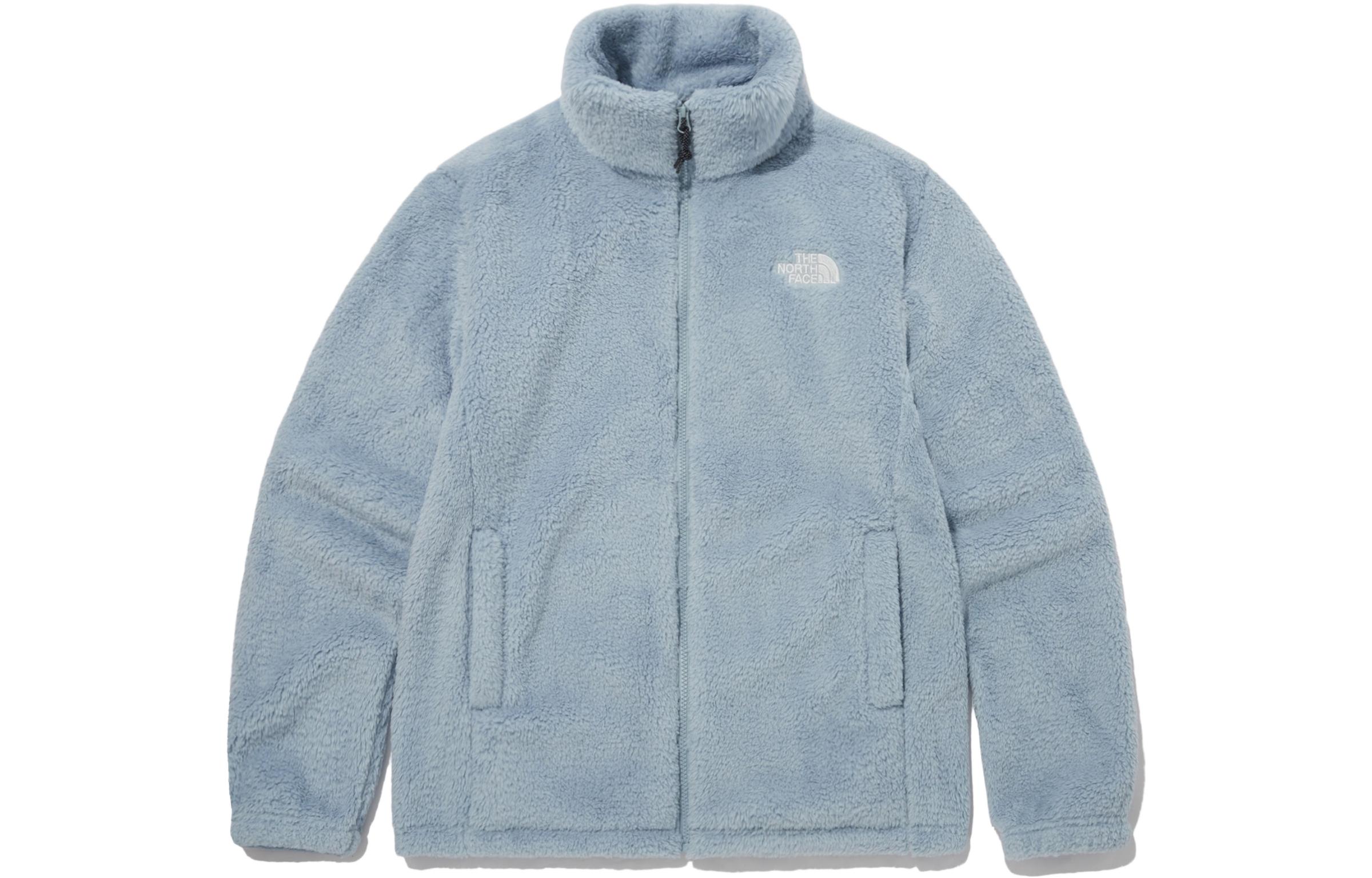 TNF Misty Blue Fleece Zip-Up Jacket with Logo - Unisex NJ4FP57M