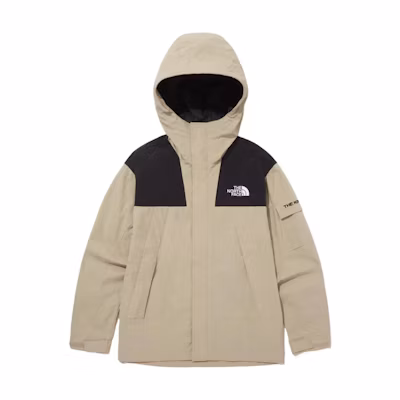 TNF Mountain Colorblock Logo Hoodie Full-Zip Jacket Beige NJ3BQ50C
