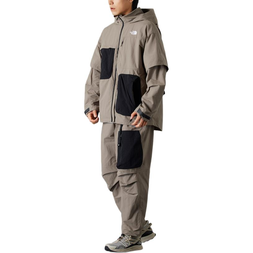 Lookbook 北面多口袋拼色连帽夹克 - 灰色 NF0A8A8C-1L2