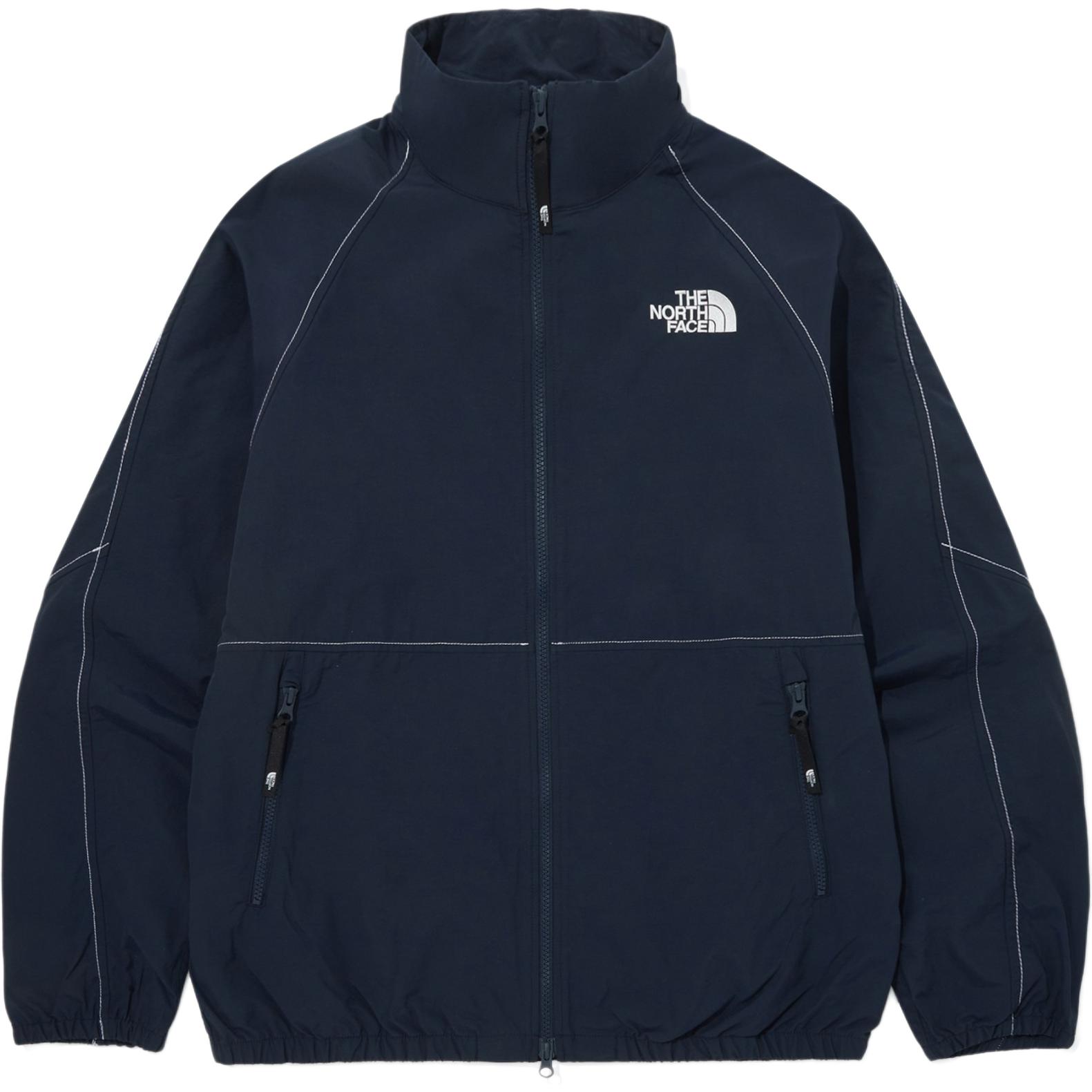 TNF Navy Blue Double-Zip Stand Collar Casual Jacket NJ3BQ07N