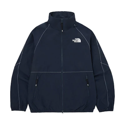 TNF Navy Blue Double-Zip Stand Collar Casual Jacket NJ3BQ07N