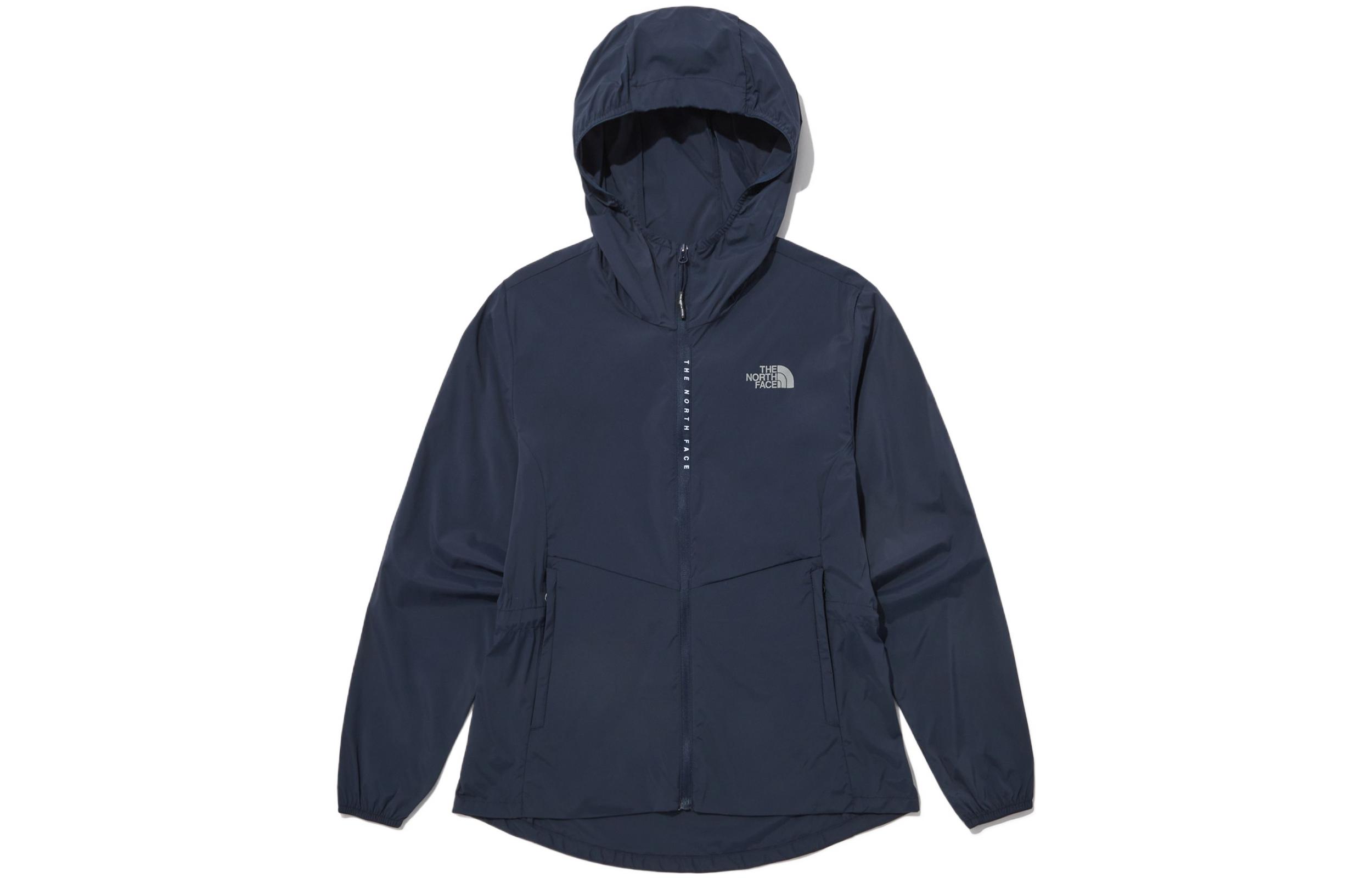 TNF Navy Blue Lightweight Zip Hoodie Jacket with Logo Print NJ3LP00M