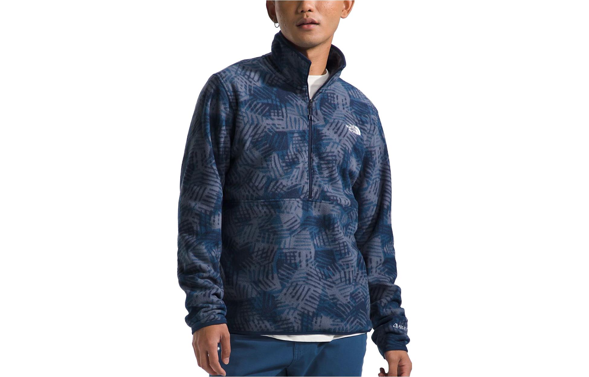 TNF Navy Blue Patterned High-Neck Pullover Jacket NF0A7ZX7-OQ5