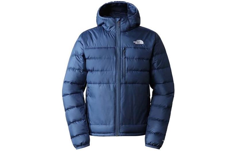 TNF Navy Blue Solid Color Hooded Zip Long Sleeve Jacket NF0A4R26-HDC