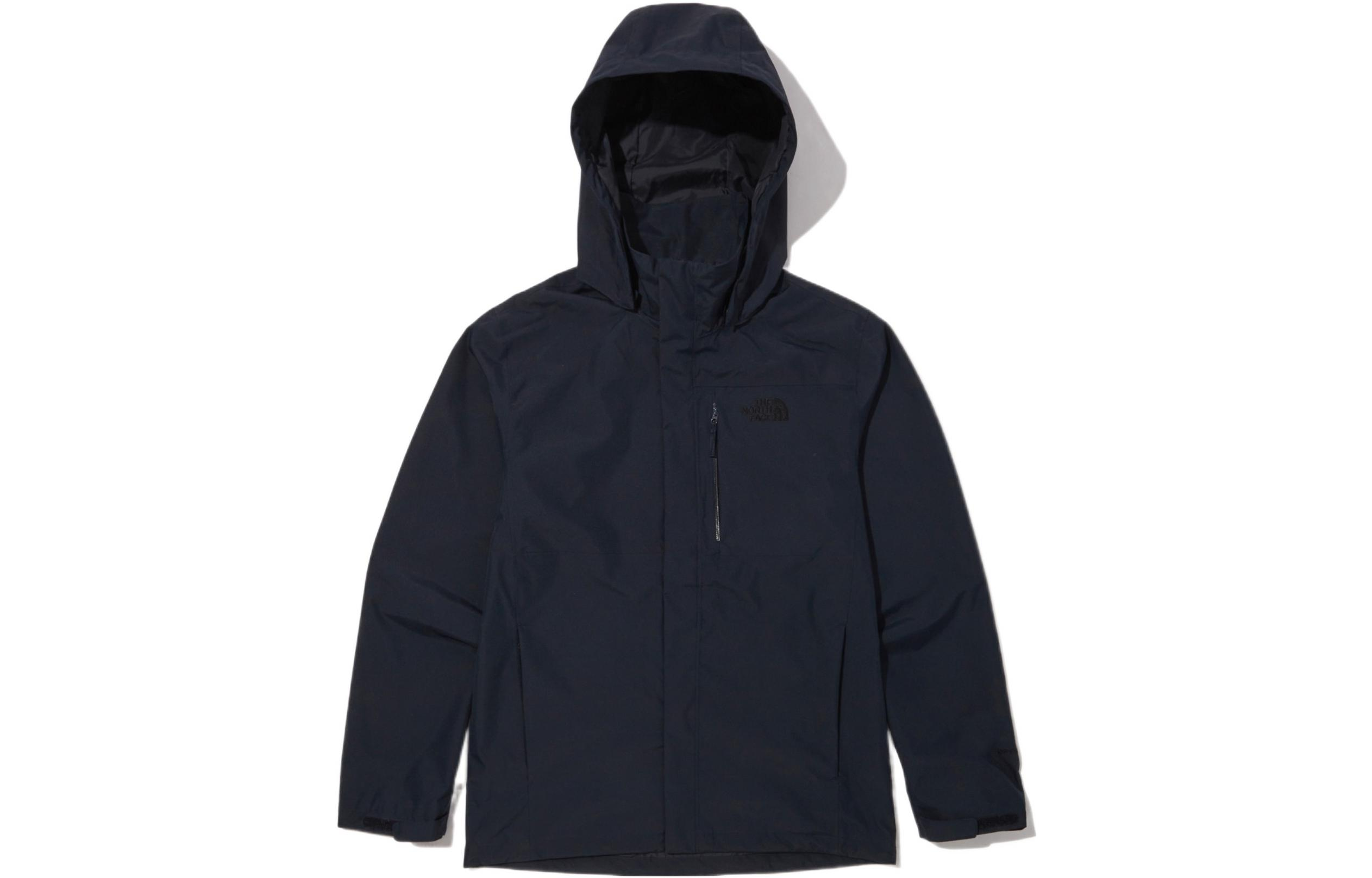 TNF Navy Blue Solid Logo Embroidered Hoodie Jacket NJ2HN52B