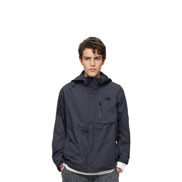 TNF Navy Blue Solid Logo Embroidered Hoodie Jacket NJ2HN52B 圖 5