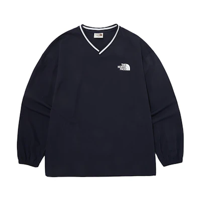 TNF Navy Blue V-Neck Pullover Sweatshirt with Logo Print Unisex NM5MQ04J