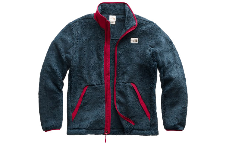 TNF Navy Logo Fleece Outdoor Jacket with Stand-Up Collar NF0A3YRT-RGJ