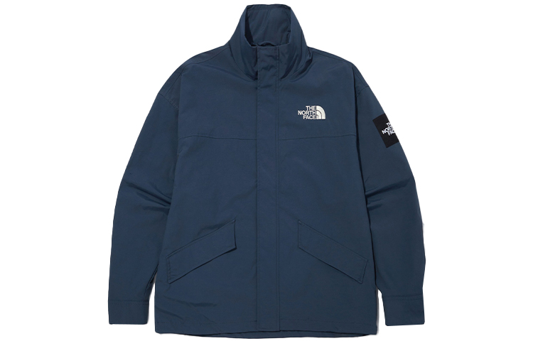 The North Face Neilton Jacket Blue Logo Embroidered Stand Collar NJ3BN03L