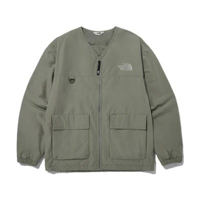 TNF Neilton Solid Color Logo Zip Cotton Jacket Unisex Green NJ3NN55K