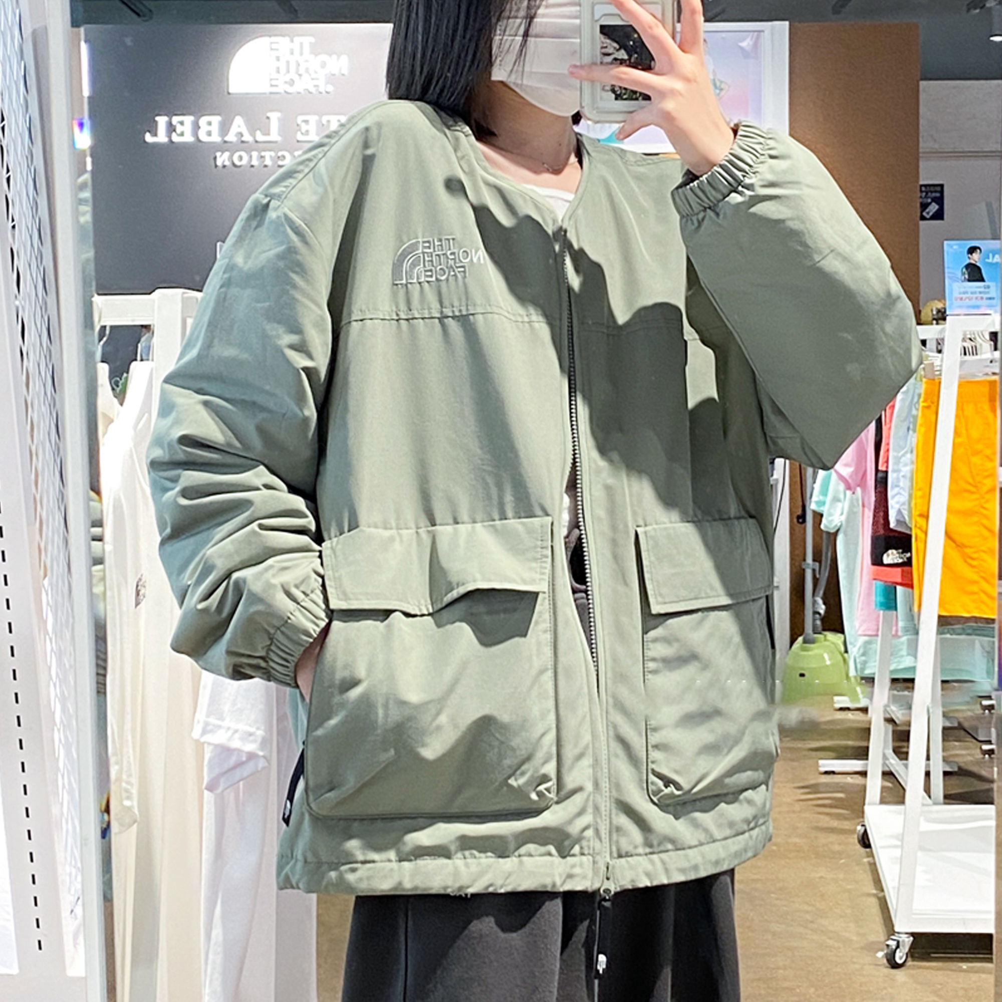 TNF Neilton Solid Color Logo Zip Cotton Jacket Unisex Green NJ3NN55K 圖 5