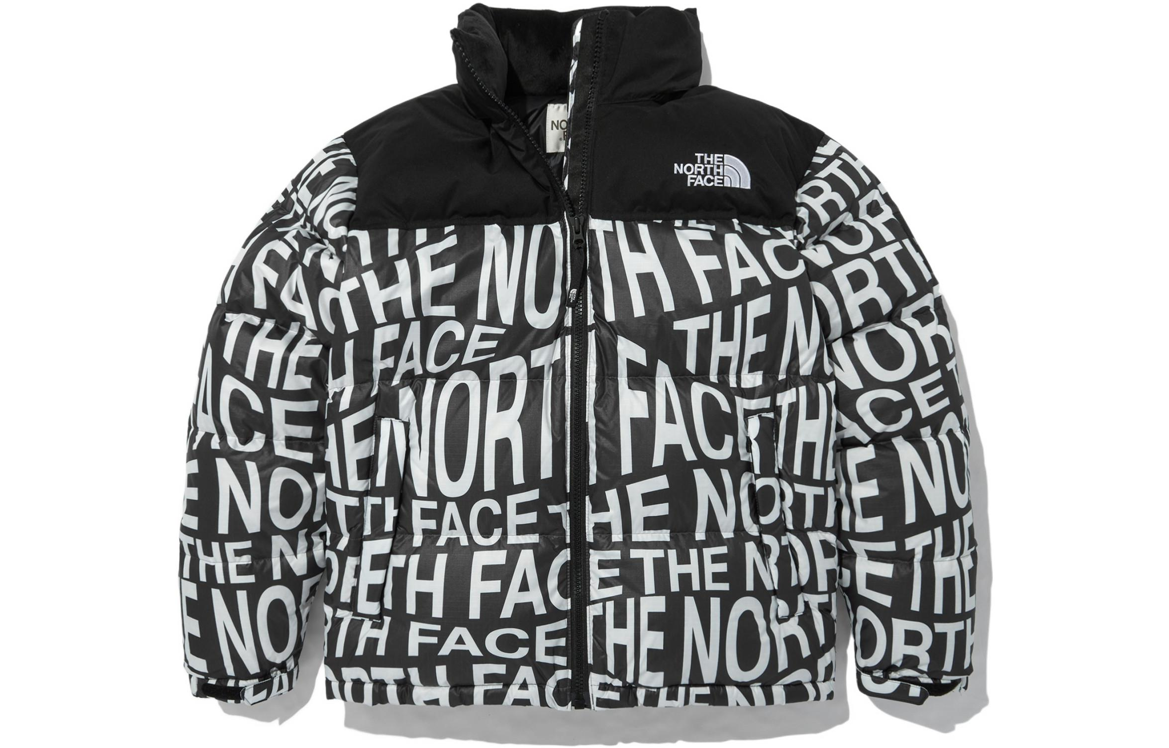 The North Face Nuptse Black Allover Letter Print Down Jacket Unisex NJ1DN51M