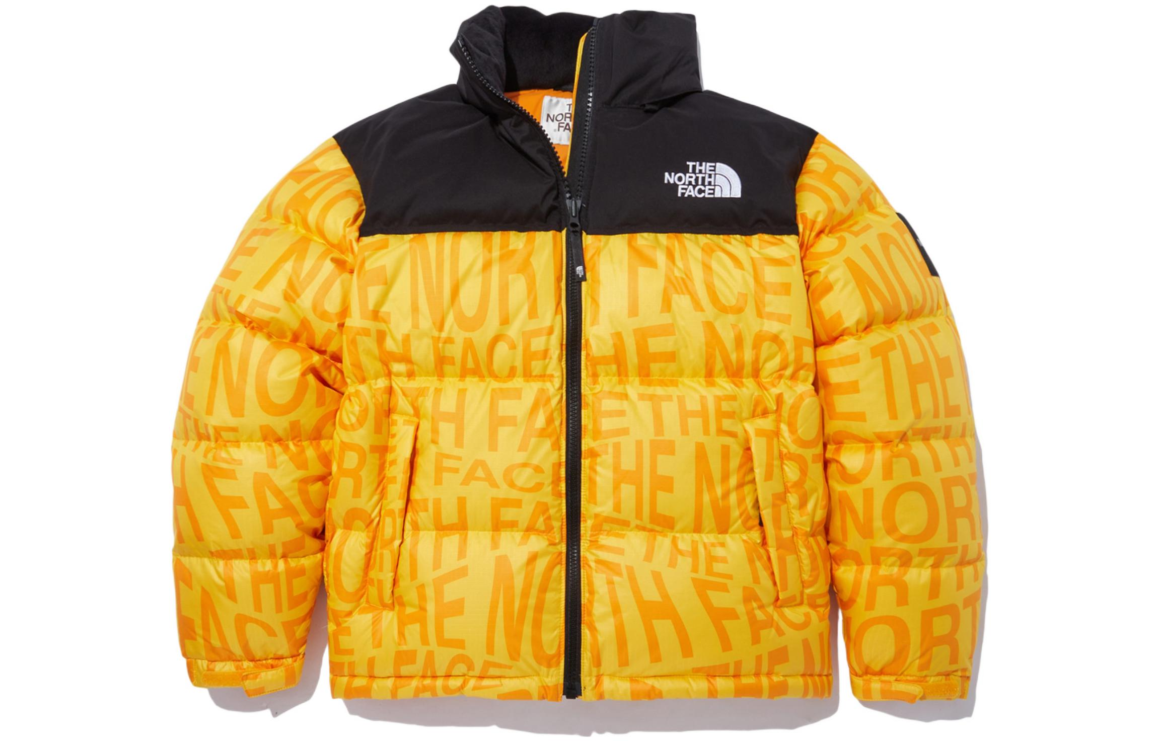 TNF Nuptse Colorblock Logo Puffer Jacket Unisex Yellow NJ1DN51N