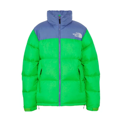 TNF Nuptse Logo Print Colorblock Green Puffer Jacket ND92335-OC