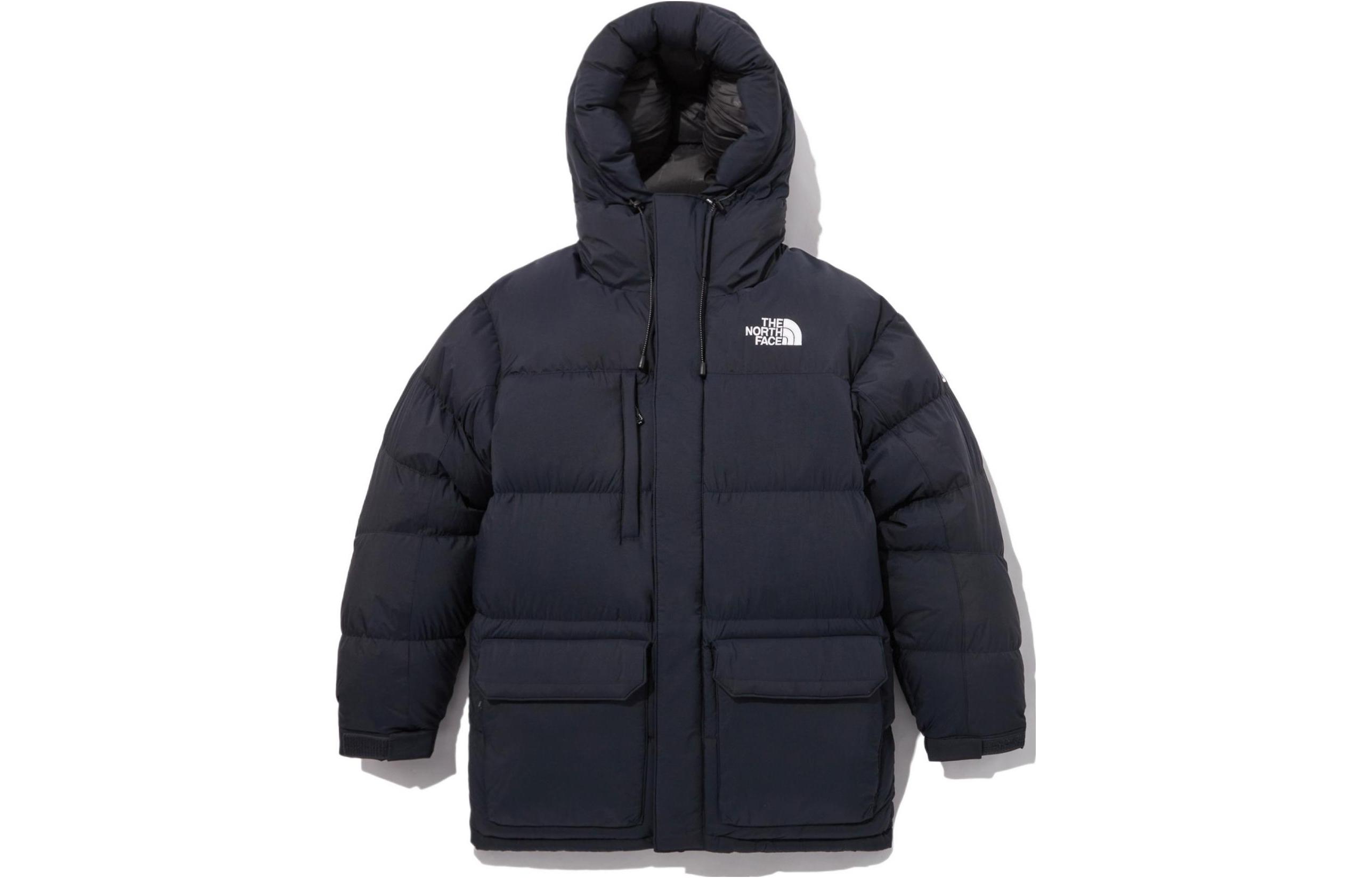 TNF Nuptse Logo Print Hooded Down Jacket Men’s Navy Blue NJ1DN62B