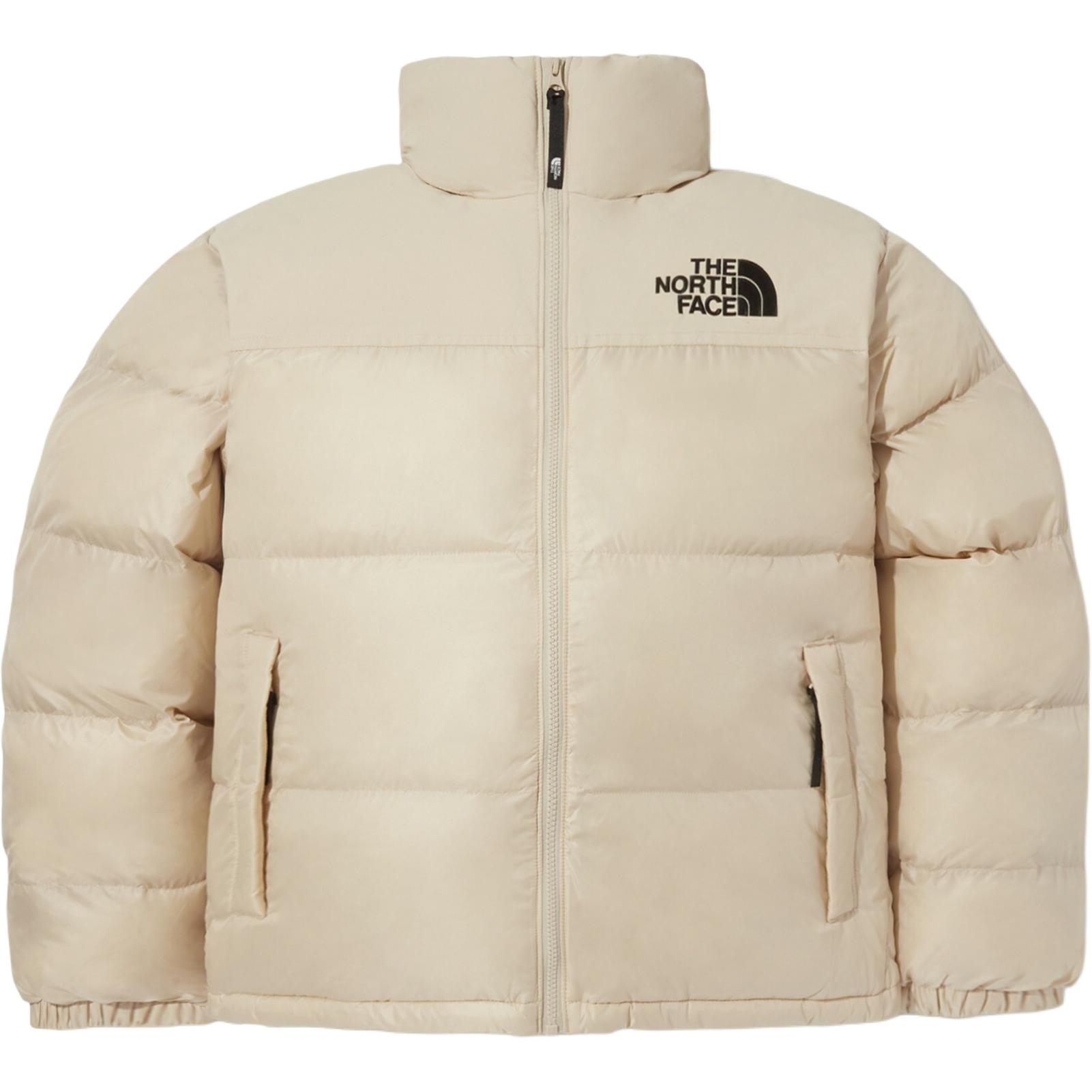 The North Face Nuptse Logo Print Zip High Neck Jacket Beige NJ3NQ53C