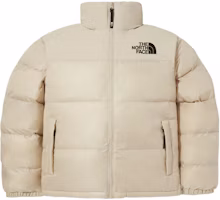 The North Face Nuptse Logo Print Zip High Neck Jacket Beige NJ3NQ53C The North Face Nuptse Logo Print Zip High Neck Jacket Beige NJ3NQ53C