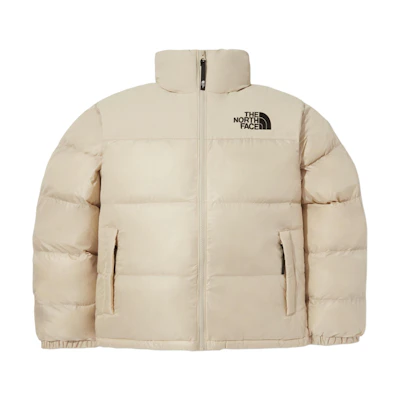 TNF Nuptse Logo Print Zip High Neck Jacket Beige NJ3NQ53C