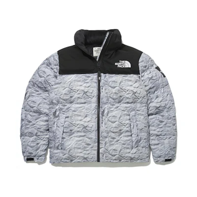 TNF Nuptse Novelty Origami Print Down Jacket Silver Unisex NJ1DN51O