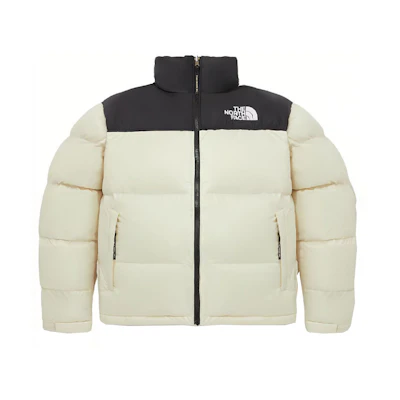 TNF Nuptse On Ball Logo Embroidery Hooded Puffer Jacket Beige Unisex NJ3NP56A