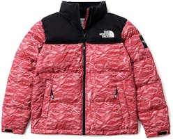 The North Face Nuptse Origami Print Colorblock Packable Hooded Jacket Red NJ1DM66L The North Face Nuptse Origami Print Colorblock Packable Hooded Jacket Red NJ1DM66L
