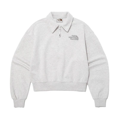 TNF Oatmeal Half-Zip Loose Fit Polo Collar Sweatshirt NM5MP02K