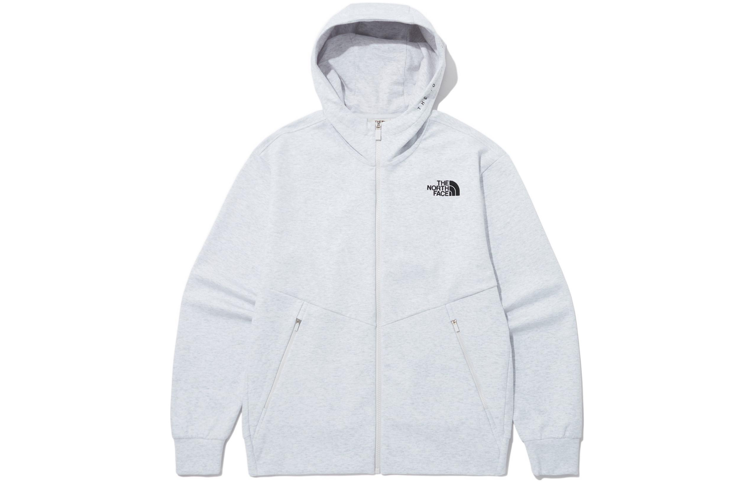 TNF Oatmeal Zip-Up Sweatshirt with Logo Print NJ5JP03L