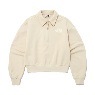 TNF Off-White Polo Collar Loose-Fit Long-Sleeve Sweatshirt NM5MP02L