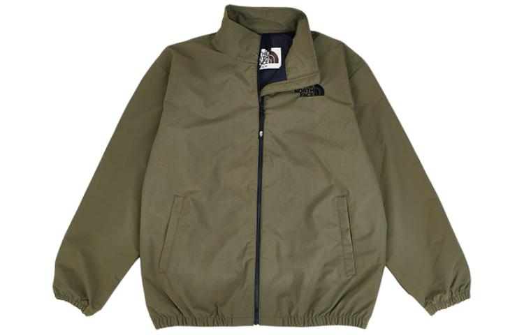 TNF Olive Green Logo Embroidered Zip-Up Jacket Unisex NI3BP65N