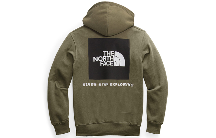 TNF Olive Green Pullover Hoodie with Back Logo Print NF0A4761-7D6