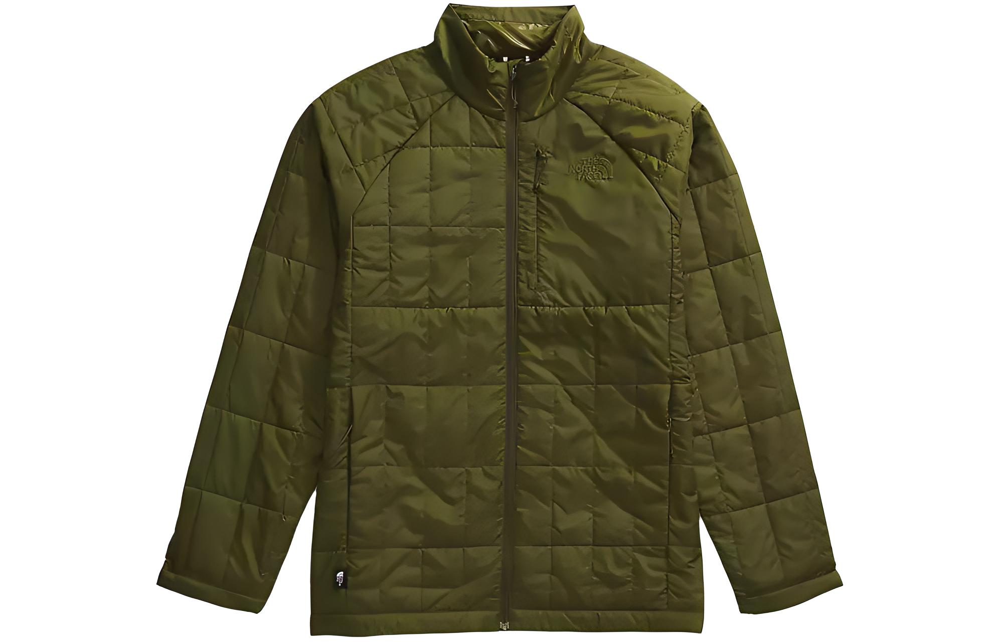 TNF Olive Green Solid Color Stand Collar Casual Jacket NF0A84HK-PIB