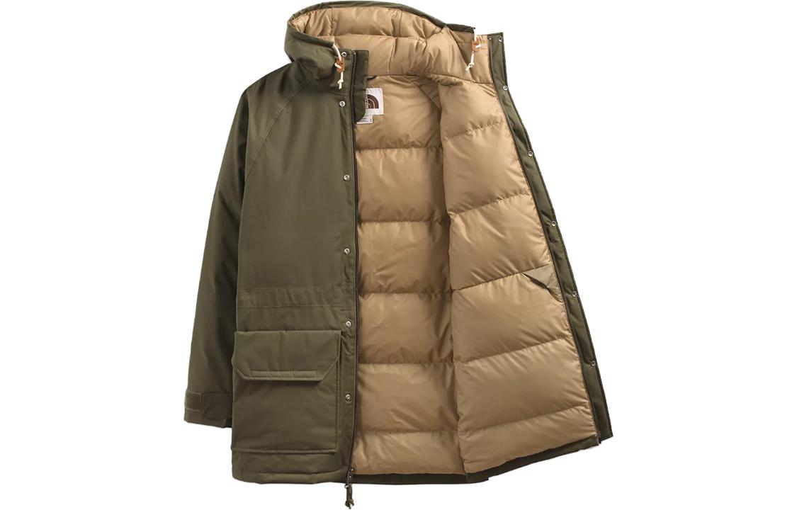 TNF Olive Green Solid Hooded Zipper Puffer Jacket NF0A5GH3-12F