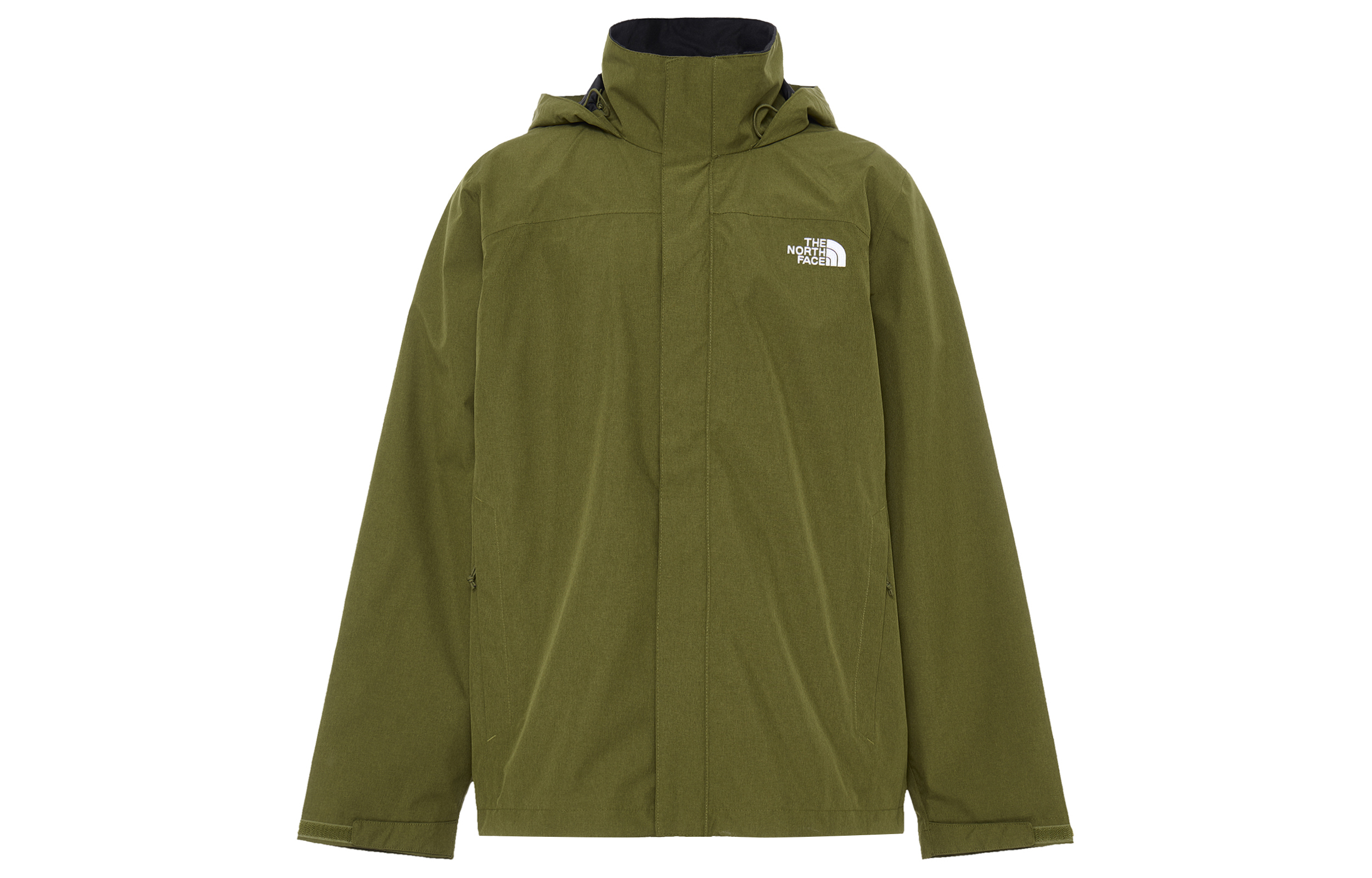 TNF Olive Green Solid Loose Fit Hooded Zip Jacket NF00A3X5-PID