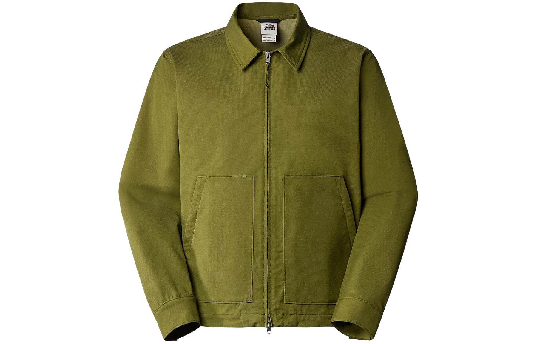 TNF Olive Green Zip-Up Jacket - Solid Color & Relaxed Fit NF0A870F-PIB