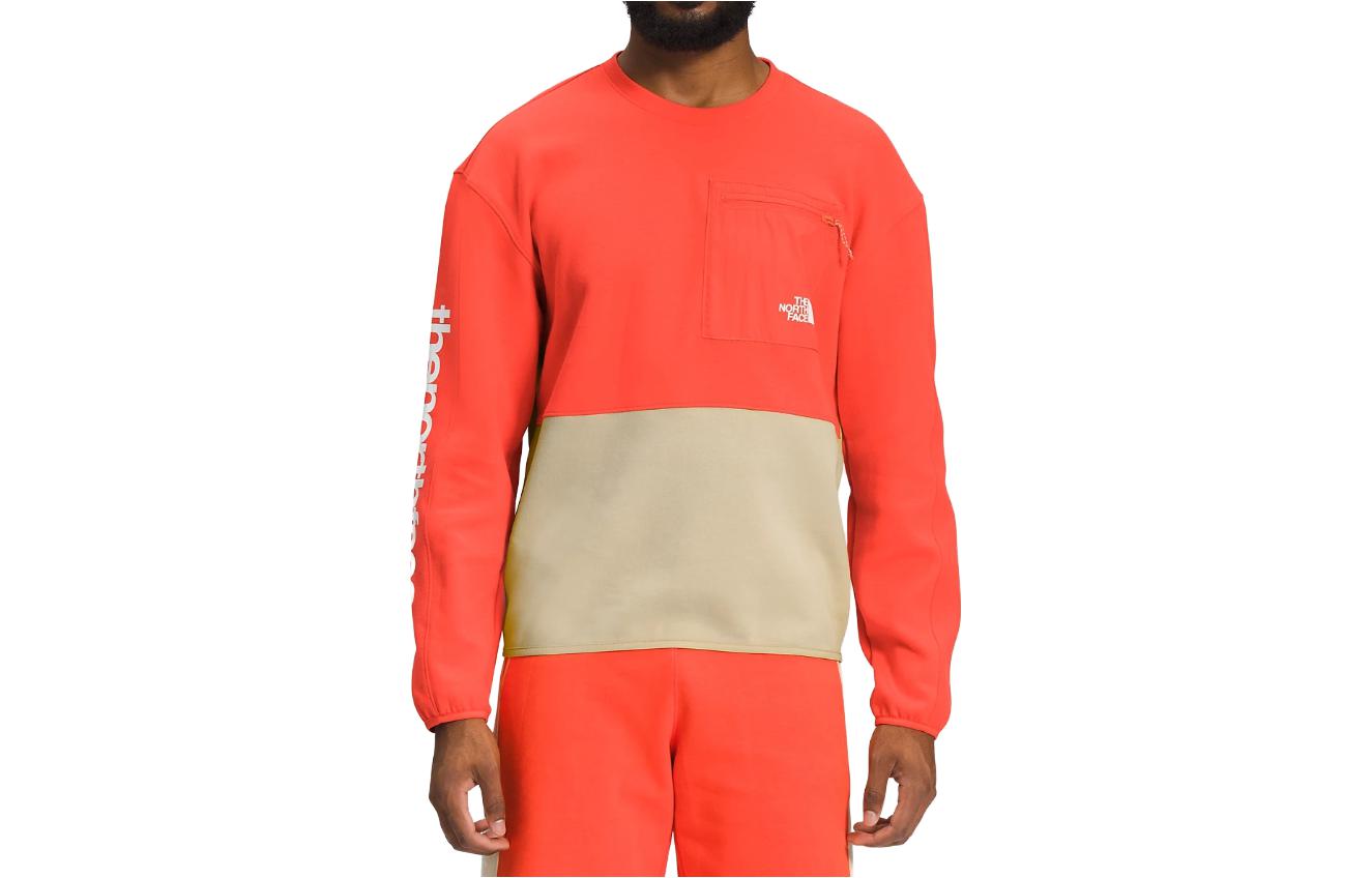 TNF Orange Colorblock Logo Print Crewneck Sweatshirt NF0A7UQUPV9