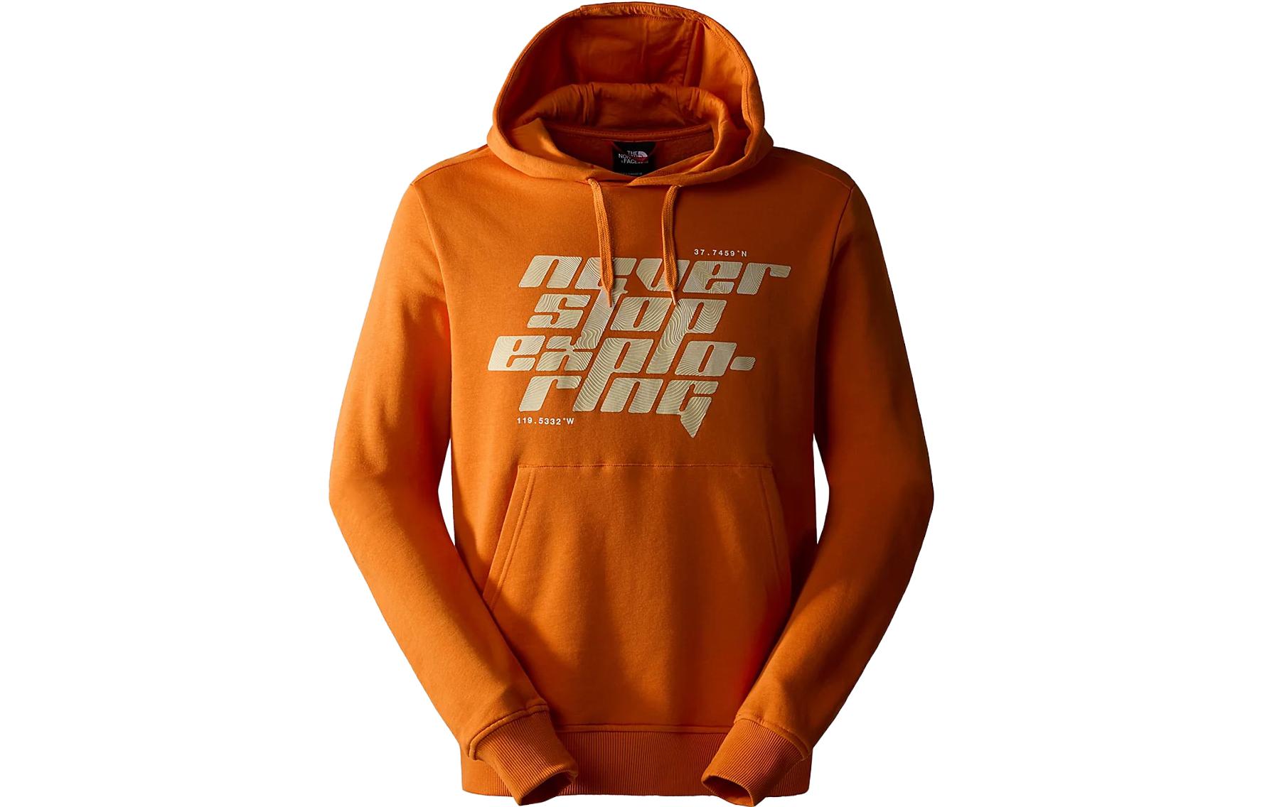 TNF Orange Hoodie with Letter Graphic Print Pullover NF0A852Z-I0M