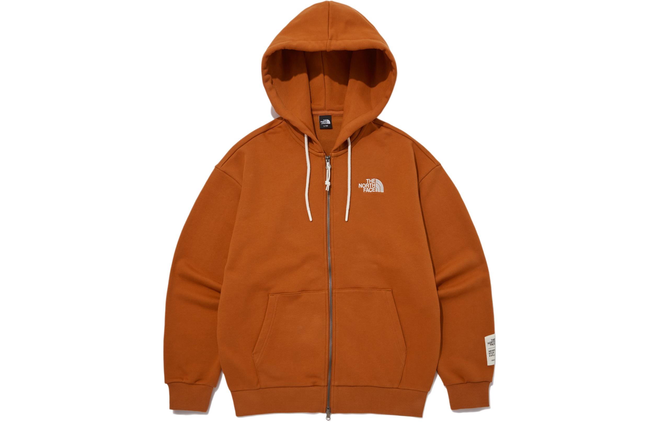 TNF Orange Logo Embroidered Loose Fit Zip Hoodie NJ5JP80C