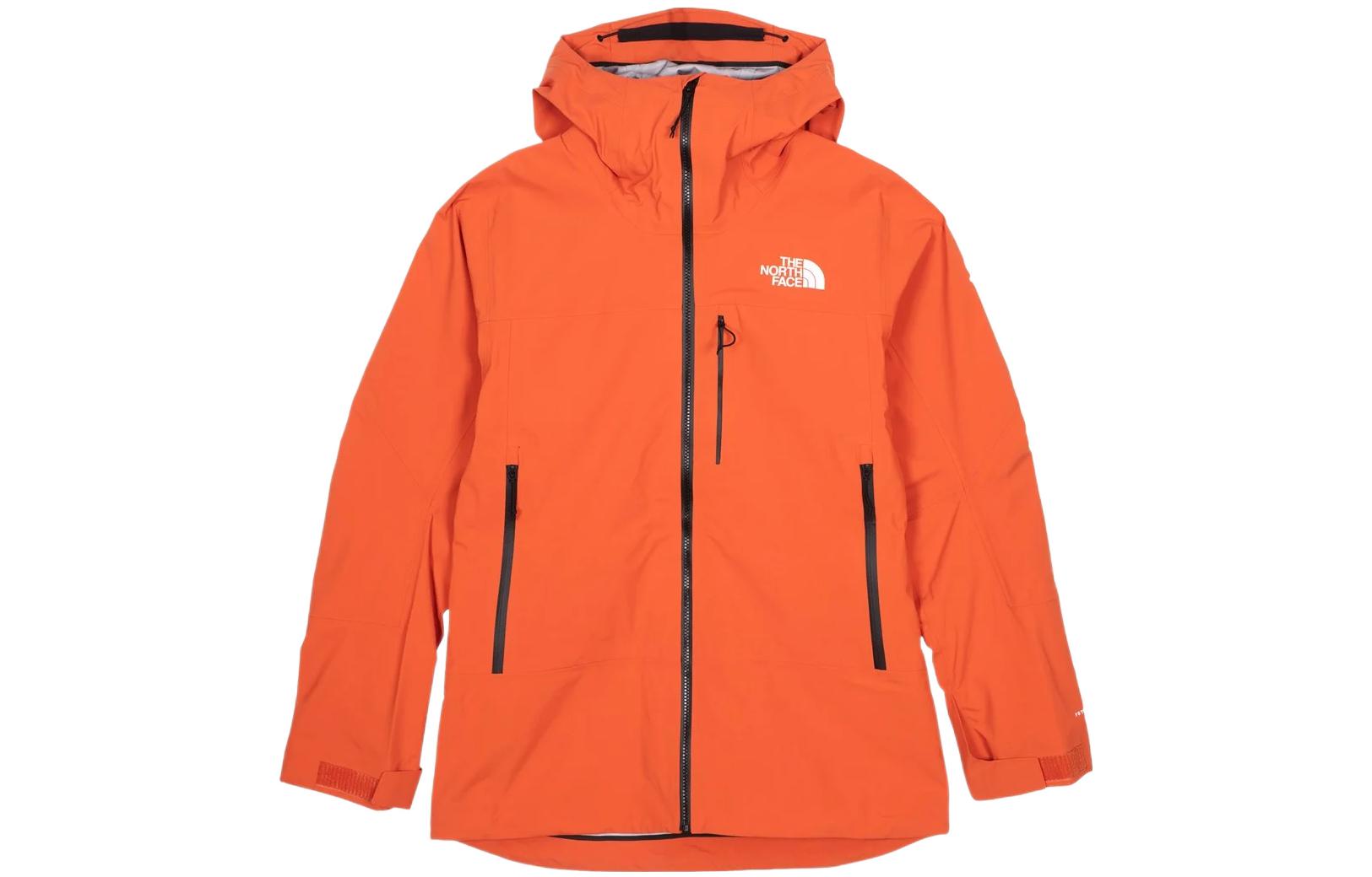 TNF Orange Zip Hoodie Jacket with Chest Logo Print NF0A4ANI-EMJ