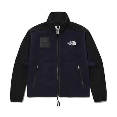 TNF Origins Mountain Sweater Logo Fleece Jacket Blue Mens NJ4FN03B