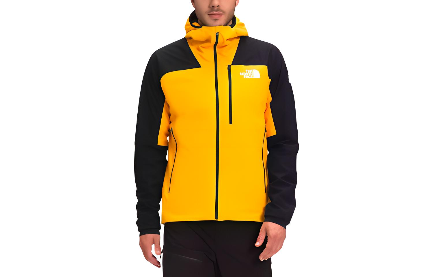 TNF Outdoor Hooded Jacket Yellow Logo Print Colorblock NF0A4VUZ-ZU3