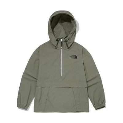 TNF Packable Logo Hooded Pullover Jacket Military Green Unisex NA3BM03A
