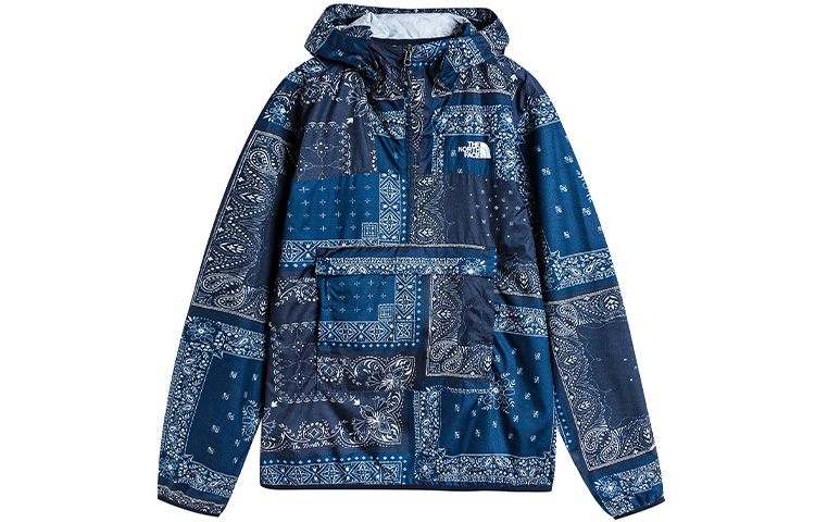 TNF Paisley Print Half-Zip Windbreaker Jacket Navy Blue Unisex NF0A3T2S-M10