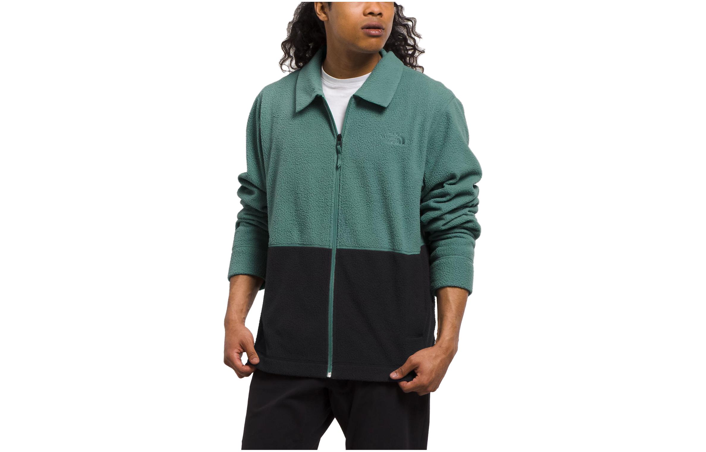 TNF Pali Pile Fleece Jacket Colorblock Zip-Up Sage Green Jacket NF0A84H7-KIB