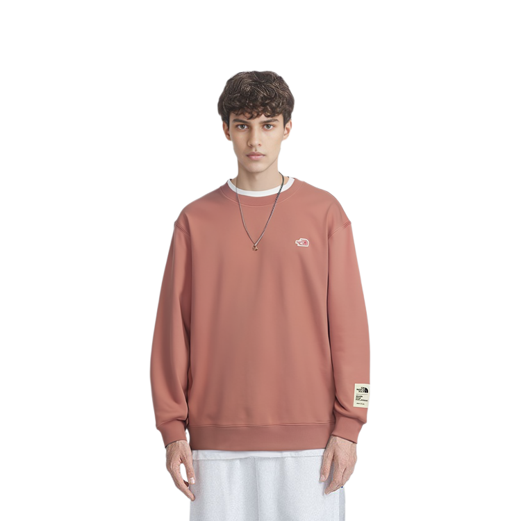 Shop The North Face 粉色刺繡Logo長袖圓領衫 NM5MN00E