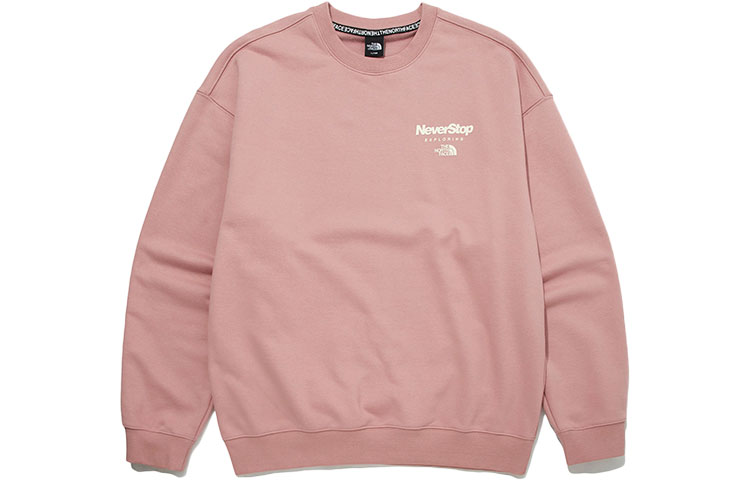 TNF Pink Logo Crewneck Pullover Sweatshirt Casual Style NM5MM51C