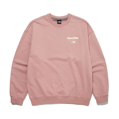 TNF Pink Logo Crewneck Pullover Sweatshirt Casual Style NM5MM51C