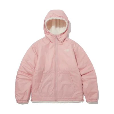 TNF Pink Reversible Logo Embroidered Zip Hoodie Jacket Unisex NJ4FP57C